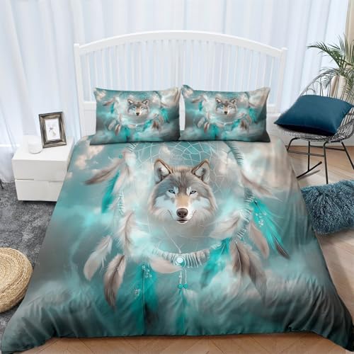 Bettbezug Set 135 x 200 cm Bettwäsche Hellgrün Polyester mit Reißverschluss Fantasie-Traumfänger Bed Bettwäsche und 2 Kissenbezug 80 x 80 cm, 3-Teiliges Komfortabel Bettbezug Bettbezug Set 135 x 200 cm Bettwäsche Hellgrün Polyester mit Reißverschluss Fantasie-Traumfänger Bed Bettwäsche und 2 Kissenbezug 80 x 80 cm, 3-Teiliges Komfortabel Bettbezug von Generic