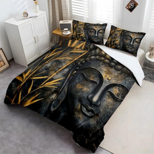 Bettbezug Set Grau Gold Steppdeckenbezug Muster Bedruckt Bettbezug Mit Reißverschluss Abstrakte Textur Buddha Weiche Mikrofaser Bettwäsche Set 3 Stück Set Pflegeleicht 135 x 200 cm Bettbezug Set Grau Gold Steppdeckenbezug Muster Bedruckt Bettbezug Mit Reißverschluss Abstrakte Textur Buddha Weiche Mikrofaser Bettwäsche Set 3 Stück Set Pflegeleicht 135 x 200 cm von Generic