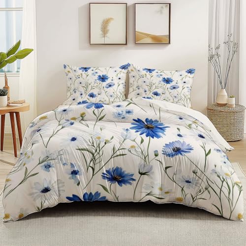 Bettbezug Weiß Wendbar Bettwäsche Sets, Mit Reißverschluss Pflanze Kornblume Thema Mikrofaser Bettbezug Für die Schlafzimmerdekoration 135 x 200 cm Bettbezug Weiß Wendbar Bettwäsche Sets, Mit Reißverschluss Pflanze Kornblume Thema Mikrofaser Bettbezug Für die Schlafzimmerdekoration 135 x 200 cm von Generic