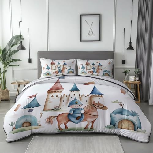 Bettbezug Wende 2 Teilig Cartoon-Ritter Burg Bettwäsche mit reißVerschluss,microfaser atmungsaktiv weich Sets cremefarben,für die schlafzimmerdekoration 135 x 200 cm Bettbezug Wende 2 Teilig Cartoon-Ritter Burg Bettwäsche mit reißVerschluss,microfaser atmungsaktiv weich Sets cremefarben,für die schlafzimmerdekoration 135 x 200 cm von Generic