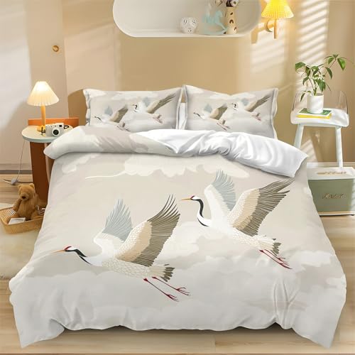 Bettdeckenset Elemente der Natur Kraniche Wende-Bettwäsche-Set Weiß 135 x 200 cm 3er-Set mit Kissenbezügen, superweiche, luxuriöse Mikrofaser Bettdeckenset Elemente der Natur Kraniche Wende-Bettwäsche-Set Weiß 135 x 200 cm 3er-Set mit Kissenbezügen, superweiche, luxuriöse Mikrofaser von Generic