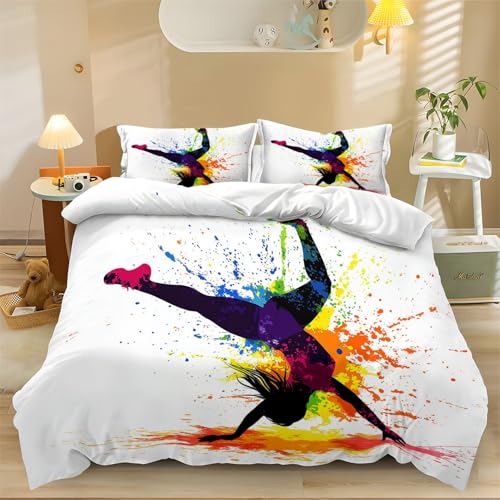Bettdeckenset Turnerin im Doodle-Art-Stil Wende-Bettwäsche-Set Farbe 135 x 200 cm 3er-Set mit Kissenbezügen, superweiche, luxuriöse Mikrofaser Bettdeckenset Turnerin im Doodle-Art-Stil Wende-Bettwäsche-Set Farbe 135 x 200 cm 3er-Set mit Kissenbezügen, superweiche, luxuriöse Mikrofaser von Generic