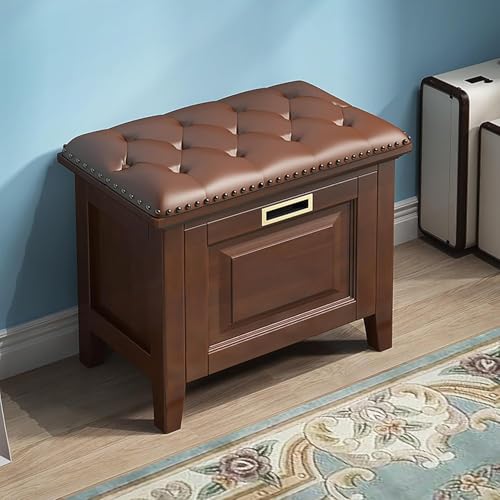 Bettendebank Mit Stauraum - Schuhbank Und Eingangsbank - Aufbewahrungsbank Für Schlafzimmer Und Eingangsbereich - Schuhaufbewahrungsbank Und Bank Für Schlafzimmer Am Ende des Bett, Brown, 60x35x45cm von Generic