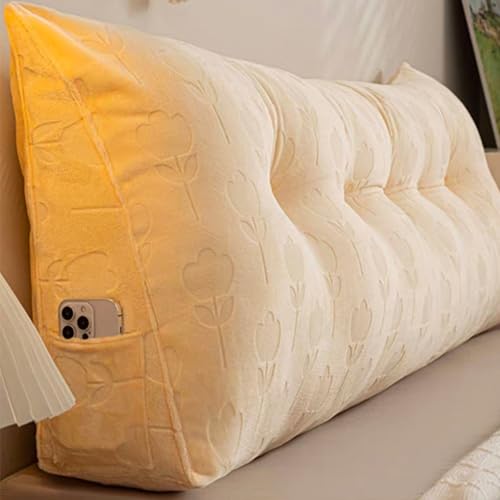 Bettkeilkissen, Kopfteil, Dreieckige Lesekissen, Große Nackenrolle, Rückenlehne, Abnehmbare Stütze Zum Waschen, Geeignet for Sofa Und Bett(Apricot,180 * 20 * 50cm) von Generic