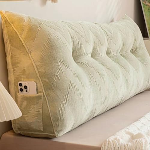 Bettkeilkissen, Kopfteil, Dreieckige Lesekissen, Große Nackenrolle, Rückenlehne, Abnehmbare Stütze Zum Waschen, Geeignet for Sofa Und Bett(Green,50 * 20 * 50cm) von Generic
