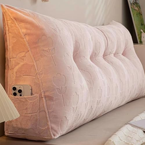 Bettkeilkissen, Kopfteil, Dreieckige Lesekissen, Große Nackenrolle, Rückenlehne, Abnehmbare Stütze Zum Waschen, Geeignet for Sofa Und Bett(Pink,50 * 20 * 50cm) von Generic