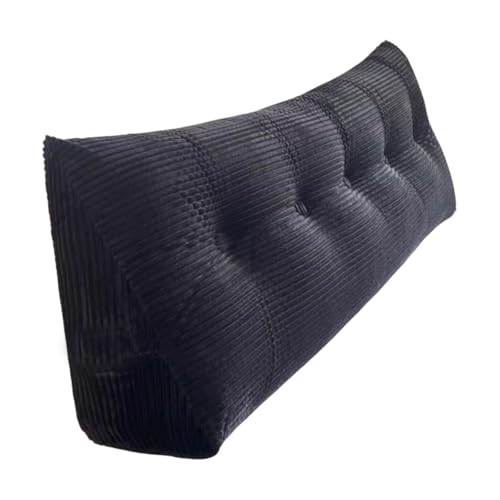 Bettkissen Rückenlehne Dunkelgrau, Rückenkissen Bett Keil Kopfteil Kissen, Waschbar Abnehmbar Rückenstützkissen Lendenkissen Mit Seitentasche, Bequemes Wandkissen Lesekissen(Black,60 * 50 * 20cm) von Generic
