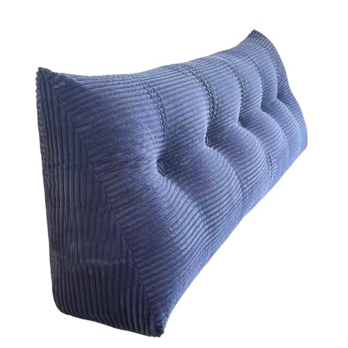 Bettkissen Rückenlehne Dunkelgrau, Rückenkissen Bett Keil Kopfteil Kissen, Waschbar Abnehmbar Rückenstützkissen Lendenkissen Mit Seitentasche, Bequemes Wandkissen Lesekissen(Blue,60 * 50 * 20cm) von Generic