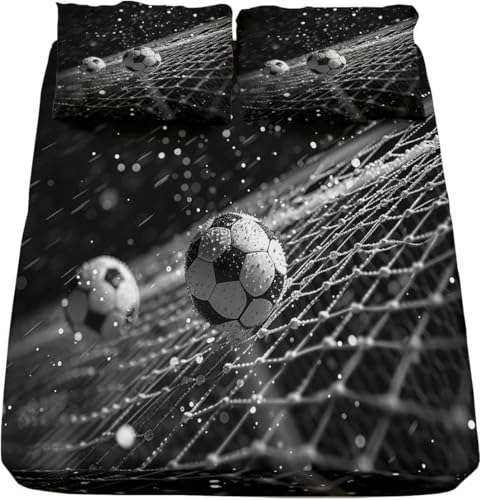 Bettlaken Fußball, Spannbettlaken 160x200cm Jugendlich für Boxspringbett Weiche Mikrofaser Spannbetttuch 3D Bed Sheet mit 2 Kissenbezug für Kinder Erwachsene 342-LK Bettlaken Fußball, Spannbettlaken 160x200cm Jugendlich für Boxspringbett Weiche Mikrofaser Spannbetttuch 3D Bed Sheet mit 2 Kissenbezug für Kinder Erwachsene 342-LK von Generic