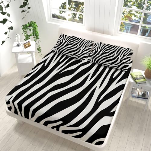Bettlaken Zebrastreifen, Spannbettlaken 90x200cm Tiertexturen für Boxspringbett Weiche Mikrofaser Spannbetttuch 3D Bed Sheet mit 2 Kissenbezug für Kinder Erwachsene CL5349 Bettlaken Zebrastreifen, Spannbettlaken 90x200cm Tiertexturen für Boxspringbett Weiche Mikrofaser Spannbetttuch 3D Bed Sheet mit 2 Kissenbezug für Kinder Erwachsene CL5349 von Generic