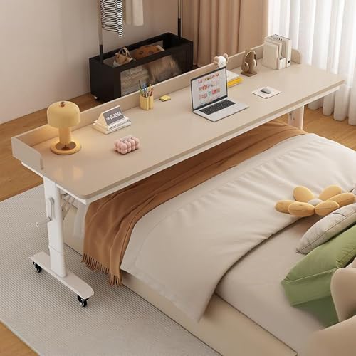Betttisch Auf Rollen Mit Rollen, Verstellbar In Länge Und Höhe, Rollbare Nachttische Und Kingsize-Doppelnachttische Eignen Sich Für Den Einsatz Zu Hause(Beige) von Generic