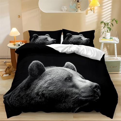 Bettwäsche 135 cm x 200 cm Tier Bär Nahaufnahme Weiß Schwarz, Bedruckte Microfaser Bettbezug mit Reißverschluss Pflegeleicht, Weiche Atmungsaktive Bettwäsche Sets 3teilig für Alle Jahreszeiten Bettwäsche 135 cm x 200 cm Tier Bär Nahaufnahme Weiß Schwarz, Bedruckte Microfaser Bettbezug mit Reißverschluss Pflegeleicht, Weiche Atmungsaktive Bettwäsche Sets 3teilig für Alle Jahreszeiten von Generic