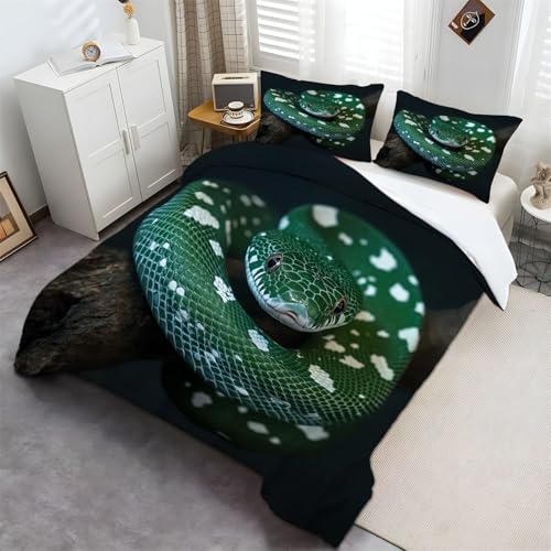 Bettwäsche 135 x 200 cm 3D Bettbezug Set Weich Flauschig Grüne Schlange Nahaufnahme Kuschel Bettwäsche Set Weich Microfaser Bettbezug und Kissenbezug 80x80cm Grün Bettwäsche 135 x 200 cm 3D Bettbezug Set Weich Flauschig Grüne Schlange Nahaufnahme Kuschel Bettwäsche Set Weich Microfaser Bettbezug und Kissenbezug 80x80cm Grün von Generic