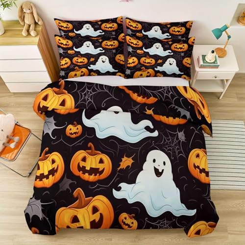 Bettwäsche 135 x 200 cm Mit 2 Kissenbezügen, Halloween Cartoon Süß Geist Kürbis Thema Bettwäsche Geeignet für Jungen und Mädchen Weich und bequem gebürstete Mikrofaser Pflegeleichter Farbe Bettwäsche 135 x 200 cm Mit 2 Kissenbezügen, Halloween Cartoon Süß Geist Kürbis Thema Bettwäsche Geeignet für Jungen und Mädchen Weich und bequem gebürstete Mikrofaser Pflegeleichter Farbe von Generic