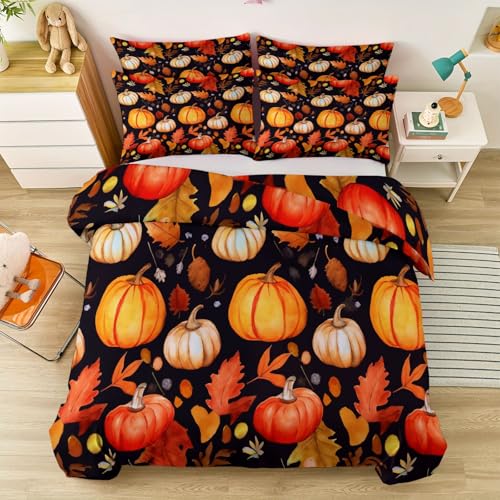 Bettwäsche 135 x 200 cm für Jungen und Mädchen, Aquarell Kürbis Blätter Pilz Muster Kinderbettwäsche mit Reißverschluss - Weiche Angenehme Mikrofaser Farbe Bettdecken Bezug Bettwäsche 135 x 200 cm für Jungen und Mädchen, Aquarell Kürbis Blätter Pilz Muster Kinderbettwäsche mit Reißverschluss - Weiche Angenehme Mikrofaser Farbe Bettdecken Bezug von Generic