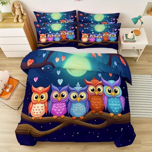 Bettwäsche 135 x 200 cm für Jungen und Mädchen, Cartoon Halloween Vollmond Fledermäuse Muster Kinderbettwäsche mit Reißverschluss - Weiche Angenehme Mikrofaser Farbe Bettdecken Bezug von Generic