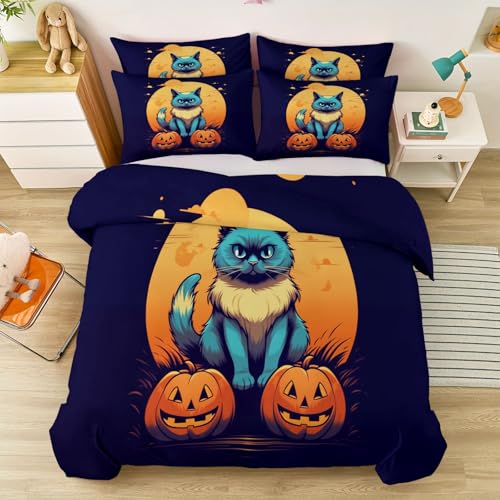 Bettwäsche 135 x 200 cm für Jungen und Mädchen, Halloween Süß Mond Katze Muster Kinderbettwäsche mit Reißverschluss - Weiche Angenehme Mikrofaser Farbe Bettdecken Bezug Bettwäsche 135 x 200 cm für Jungen und Mädchen, Halloween Süß Mond Katze Muster Kinderbettwäsche mit Reißverschluss - Weiche Angenehme Mikrofaser Farbe Bettdecken Bezug von Generic