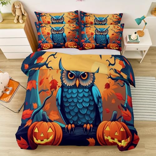 Bettwäsche 135 x 200 cm mit Reißverschluss, Cartoon Halloween Eule Kürbis Thema Doppelseitig bedruckter Bettbezug für Jungen und Mädchen - Weich und bequem Farbe Bettbezug Bettwäsche 135 x 200 cm mit Reißverschluss, Cartoon Halloween Eule Kürbis Thema Doppelseitig bedruckter Bettbezug für Jungen und Mädchen - Weich und bequem Farbe Bettbezug von Generic