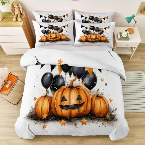 Bettwäsche 135 x 200 cm mit Reißverschluss und Kissenbezug, Cartoon Aquarell Party Sterne Kürbis Thema Doppelseitig bedruckter Bettbezug für Jungen und Mädchen - Weich und bequem Bettbezug Farbe Bettwäsche 135 x 200 cm mit Reißverschluss und Kissenbezug, Cartoon Aquarell Party Sterne Kürbis Thema Doppelseitig bedruckter Bettbezug für Jungen und Mädchen - Weich und bequem Bettbezug Farbe von Generic