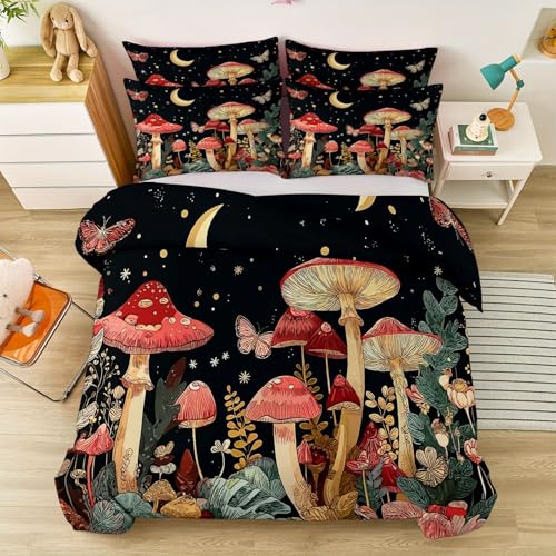Bettwäsche 135 x 200 cm mit Reißverschluss und Kissenbezug, Retro Cartoon Graffiti Garten Pilze Thema Doppelseitig bedruckter Bettbezug für Jungen und Mädchen - Weich und bequem Bettbezug Farbe Bettwäsche 135 x 200 cm mit Reißverschluss und Kissenbezug, Retro Cartoon Graffiti Garten Pilze Thema Doppelseitig bedruckter Bettbezug für Jungen und Mädchen - Weich und bequem Bettbezug Farbe von Generic