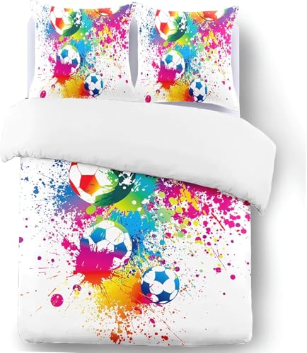 Bettwäsche 135x200 Aquarell-Fußball Bettwäsche-Sets Atmungsaktive Angenehme Bügelfrei Microfaser 3D Bettbezug Weiß mit Reißverschluss und 2 Kissenbezüge b.396 Bettwäsche 135x200 Aquarell-Fußball Bettwäsche-Sets Atmungsaktive Angenehme Bügelfrei Microfaser 3D Bettbezug Weiß mit Reißverschluss und 2 Kissenbezüge b.396 von Generic