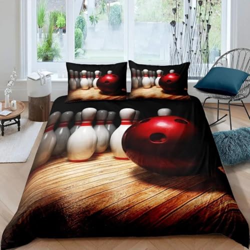 Bettwäsche 135x200 Bowling Kuschelig Weiche Mikrofaser Bettwäsche-Sets Sport Bettbezug 135 x 200 3D Effekt Bettbezüge mit Reißverschluss und 2 Kissenbezüge 80x80 cm D-1031 Bettwäsche 135x200 Bowling Kuschelig Weiche Mikrofaser Bettwäsche-Sets Sport Bettbezug 135 x 200 3D Effekt Bettbezüge mit Reißverschluss und 2 Kissenbezüge 80x80 cm D-1031 von Generic