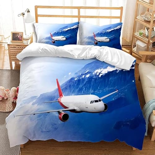 Bettwäsche 135x200 Flugzeug Kuschelig Weiche Mikrofaser Bettwäsche-Sets Flugzeugmuster Bettbezug 135 x 200 3D Effekt Bettbezüge mit Reißverschluss und 2 Kissenbezüge 80x80 cm D-1150 Bettwäsche 135x200 Flugzeug Kuschelig Weiche Mikrofaser Bettwäsche-Sets Flugzeugmuster Bettbezug 135 x 200 3D Effekt Bettbezüge mit Reißverschluss und 2 Kissenbezüge 80x80 cm D-1150 von Generic