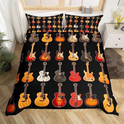 Bettwäsche 135x200 Gitarre Bettbezug 135 x 200 Kinder Jungen und Mädchen Bettwäsche-Sets mit Reißverschluss 3D Weiche Mikrofaser Kinderbettwäsche mit 2 Kissenbezüge 80x80 cm A-352 Bettwäsche 135x200 Gitarre Bettbezug 135 x 200 Kinder Jungen und Mädchen Bettwäsche-Sets mit Reißverschluss 3D Weiche Mikrofaser Kinderbettwäsche mit 2 Kissenbezüge 80x80 cm A-352 von Generic