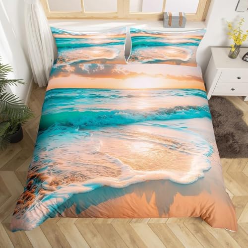 Bettwäsche 135x200 Meereswellen Kuschelig Weiche Mikrofaser Bettwäsche-Sets Sonnenuntergangslandschaft Bettbezug 135 x 200 3D Effekt Bettbezüge mit Reißverschluss und 2 Kissenbezüge 80x80 cm D-1052 Bettwäsche 135x200 Meereswellen Kuschelig Weiche Mikrofaser Bettwäsche-Sets Sonnenuntergangslandschaft Bettbezug 135 x 200 3D Effekt Bettbezüge mit Reißverschluss und 2 Kissenbezüge 80x80 cm D-1052 von Generic