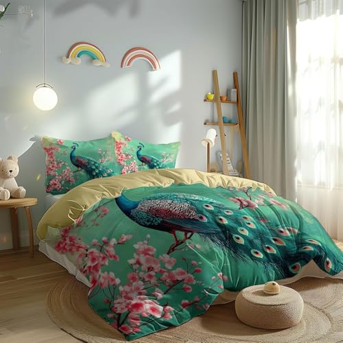 Bettwäsche 135x200 Pfau Kuschelig Weiche Mikrofaser Bettwäsche-Sets China und Asien Bettbezug 135 x 200 3D Effekt Bettbezüge mit Reißverschluss und 2 Kissenbezüge 80x80 cm D-709 Bettwäsche 135x200 Pfau Kuschelig Weiche Mikrofaser Bettwäsche-Sets China und Asien Bettbezug 135 x 200 3D Effekt Bettbezüge mit Reißverschluss und 2 Kissenbezüge 80x80 cm D-709 von Generic