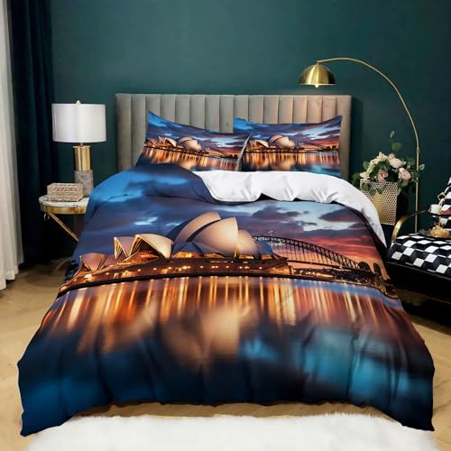 Sydney Opera House Gebäude Bettbezug-Set 135 x 200 cm, Print Baumwolle Polyester Bettwäsche Set - Weiches Mikrofaser Bettbezug für Erwachsene Schlafzimmer Dekoration Sydney Opera House Gebäude Bettbezug-Set 135 x 200 cm, Print Baumwolle Polyester Bettwäsche Set - Weiches Mikrofaser Bettbezug für Erwachsene Schlafzimmer Dekoration von Generic