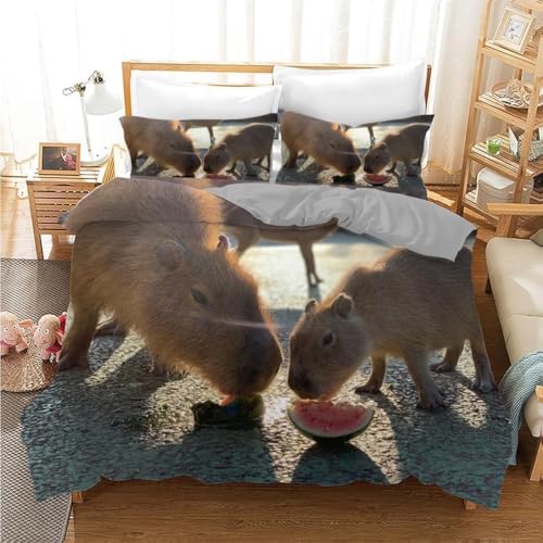 Bettwäsche 135x200 Wasserschwein Kuschelig Weiche Mikrofaser Bettwäsche-Sets Tiermuster Bettbezug 135 x 200 3D Effekt Bettbezüge mit Reißverschluss und 2 Kissenbezüge 80x80 cm D-583 Bettwäsche 135x200 Wasserschwein Kuschelig Weiche Mikrofaser Bettwäsche-Sets Tiermuster Bettbezug 135 x 200 3D Effekt Bettbezüge mit Reißverschluss und 2 Kissenbezüge 80x80 cm D-583 von Generic