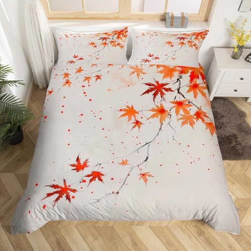 Bettwäsche 135x200 cm Gelbes Ahornblatt 3 Teilig Bettbezug 135 x 200 Jungen und MäDchen Bettwäsche-Sets 3D Weiche Mikrofaser Bettbezug Set mit Reißverschluss + 2 Kissenbezüge d-560 Bettwäsche 135x200 cm Gelbes Ahornblatt 3 Teilig Bettbezug 135 x 200 Jungen und MäDchen Bettwäsche-Sets 3D Weiche Mikrofaser Bettbezug Set mit Reißverschluss + 2 Kissenbezüge d-560 von Generic