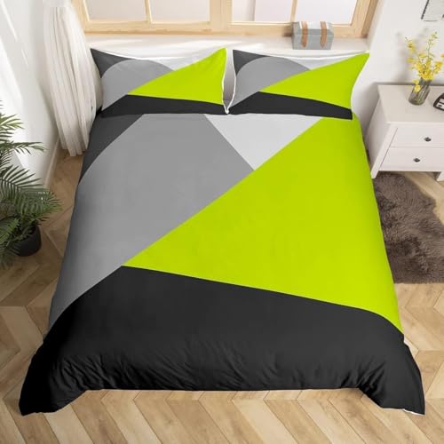 Bettwäsche 135x200 cm HellgrüN, Schwarz und Grau 3 Teilig Bettbezug 135 x 200 Moderne Abstraktion Bettwäsche-Sets 3D Weiche Mikrofaser Bettbezug Set mit Reißverschluss + 2 Kissenbezüge d-422 Bettwäsche 135x200 cm HellgrüN, Schwarz und Grau 3 Teilig Bettbezug 135 x 200 Moderne Abstraktion Bettwäsche-Sets 3D Weiche Mikrofaser Bettbezug Set mit Reißverschluss + 2 Kissenbezüge d-422 von Generic