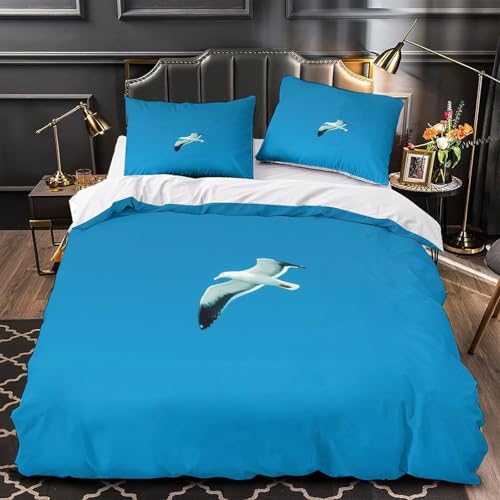 Bettwäsche 135x200 cm MöWen 3 Teilig Bettbezug 135 x 200 Blaues Muster Bettwäsche-Sets 3D Weiche Mikrofaser Bettbezug Set mit Reißverschluss + 2 Kissenbezüge d-482 Bettwäsche 135x200 cm MöWen 3 Teilig Bettbezug 135 x 200 Blaues Muster Bettwäsche-Sets 3D Weiche Mikrofaser Bettbezug Set mit Reißverschluss + 2 Kissenbezüge d-482 von Generic