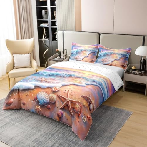 Bettwäsche 135x200 cm Seesterne und Muscheln 3 Teilig Bettbezug 135 x 200 Sonnenuntergang Am Strand Bettwäsche-Sets 3D Weiche Mikrofaser Bettbezug Set mit Reißverschluss + 2 Kissenbezüge d-458 Bettwäsche 135x200 cm Seesterne und Muscheln 3 Teilig Bettbezug 135 x 200 Sonnenuntergang Am Strand Bettwäsche-Sets 3D Weiche Mikrofaser Bettbezug Set mit Reißverschluss + 2 Kissenbezüge d-458 von Generic