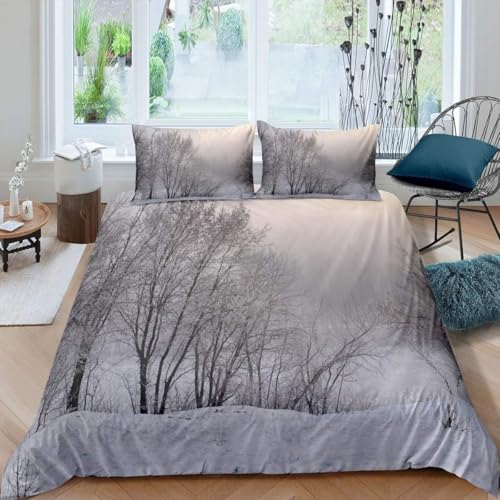 Bettwäsche 135x200 cm Wald 3 Teilig Bettbezug 135 x 200 Schneelandschaft Bettwäsche-Sets 3D Weiche Mikrofaser Bettbezug Set mit Reißverschluss + 2 Kissenbezüge d-404 Bettwäsche 135x200 cm Wald 3 Teilig Bettbezug 135 x 200 Schneelandschaft Bettwäsche-Sets 3D Weiche Mikrofaser Bettbezug Set mit Reißverschluss + 2 Kissenbezüge d-404 von Generic
