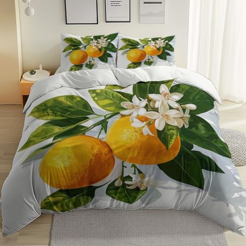 Bettwäsche 135 x 200 cm Bettwäsche-Sets, Weiß Weiches Microfaser Bettbezug Set mit 2 Kissenbezüge 80x80 cm, Wendebettwäsche Aquarell Obst Orange Bedruckt mit Reißverschluss Bettwäsche 135 x 200 cm Bettwäsche-Sets, Weiß Weiches Microfaser Bettbezug Set mit 2 Kissenbezüge 80x80 cm, Wendebettwäsche Aquarell Obst Orange Bedruckt mit Reißverschluss von Generic