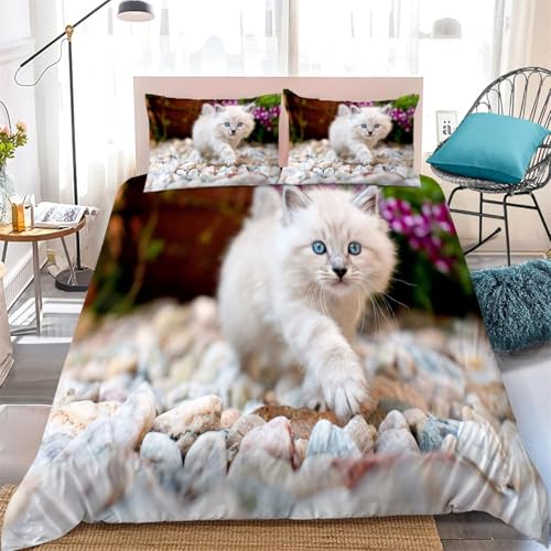 Bettwäsche 155x200 Katze Bettwäsche-Sets Atmungsaktive Angenehme Bügelfrei Microfaser 3D Bettbezug Kieselsteine mit Reißverschluss und 2 Kissenbezüge b.769 Bettwäsche 155x200 Katze Bettwäsche-Sets Atmungsaktive Angenehme Bügelfrei Microfaser 3D Bettbezug Kieselsteine mit Reißverschluss und 2 Kissenbezüge b.769 von Generic