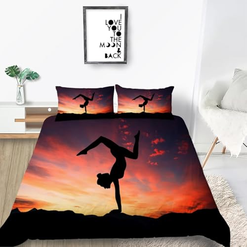 Bettwäsche 155x200 Tanz 3D Bettwäsche-Sets Sonnenuntergang Microfaser Bettbezug Weiche Komfortabel Bettbezüge mit Reißverschluss and 2 Kissenbezüge 80x80 c1382 von Generic