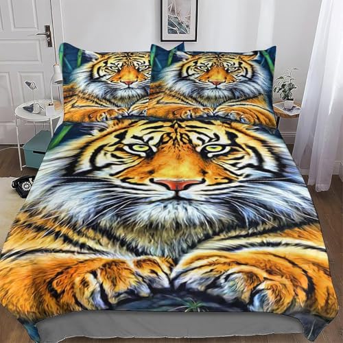 Bettwäsche 155x200 Tiger 3D Bettwäsche-Sets Wildtiere Microfaser Bettbezug Weiche Komfortabel Bettbezüge mit Reißverschluss and 2 Kissenbezüge 80x80 c980 Bettwäsche 155x200 Tiger 3D Bettwäsche-Sets Wildtiere Microfaser Bettbezug Weiche Komfortabel Bettbezüge mit Reißverschluss and 2 Kissenbezüge 80x80 c980 von Generic