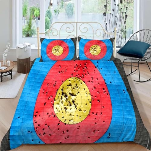 Bettwäsche 155x220 Dartscheibe, Weich Kuschelig Mikrofaser 3D Bettbezug Set Sportthema Bettwäsche-Sets 3 Teilig Bettbezüge mit Reißverschluss und 2 Kissenbezüge 80x80 cm A-910 von Generic