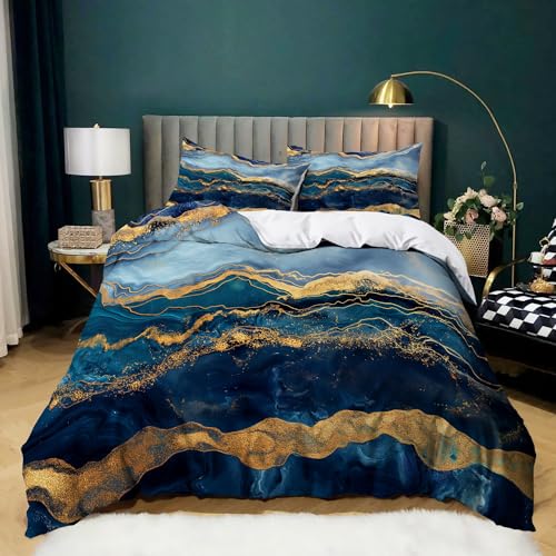 Bettwäsche 180x200 cm Blau Gold Bettwäsche Set Marmor Bettbezug Marmoriert Deckenbezug Microfaser Bettbezüge Flauschige Bettdecke Cover Doppelbett mit Kissenbezug 80x80 cm Bettwäsche 180x200 cm Blau Gold Bettwäsche Set Marmor Bettbezug Marmoriert Deckenbezug Microfaser Bettbezüge Flauschige Bettdecke Cover Doppelbett mit Kissenbezug 80x80 cm von Generic