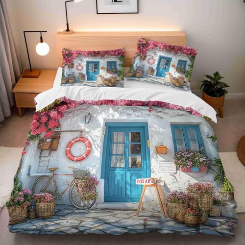 Bettwäsche 200x220 Mediterraner Stil Bettwäsche-Sets Atmungsaktive Angenehme Bügelfrei Microfaser 3D Bettbezug Landhausstil mit Reißverschluss und 2 Kissenbezüge b-6705 Bettwäsche 200x220 Mediterraner Stil Bettwäsche-Sets Atmungsaktive Angenehme Bügelfrei Microfaser 3D Bettbezug Landhausstil mit Reißverschluss und 2 Kissenbezüge b-6705 von Generic