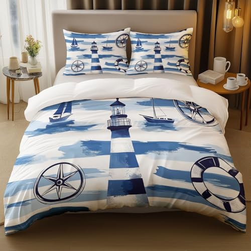 Bettwäsche 240 x 220 cm Einfache Maritime Elemente Set 3 Teilig Mikrofaser Bettbezug Atmungsaktiv Langlebig Weiß Bettwäsche Mit Reißverschluss Und 2 Kissenbezug 50x75cm Bettwäsche 240 x 220 cm Einfache Maritime Elemente Set 3 Teilig Mikrofaser Bettbezug Atmungsaktiv Langlebig Weiß Bettwäsche Mit Reißverschluss Und 2 Kissenbezug 50x75cm von Generic