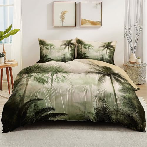 Bettwäsche 3 Teilig Bettbezug 135 x 200 cm Retro Dschungel Palmen Bedruckte Bettwäsche-Sets aus Mikrofaser Weich für Kinder Jungen Erwachsene Bettbezug-Set mit 2 kissenbezüge Creme Bettwäsche 3 Teilig Bettbezug 135 x 200 cm Retro Dschungel Palmen Bedruckte Bettwäsche-Sets aus Mikrofaser Weich für Kinder Jungen Erwachsene Bettbezug-Set mit 2 kissenbezüge Creme von Generic