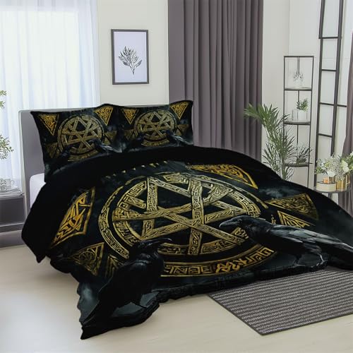 Bettwäsche 3 teilig 135 x 200 cm Gothic Vögel Linien Hochwertiges Bedruckt Weiches Gemütliches Microfaser Bettbezug Pflegeleicht Wendbar Bettwäsche-Set und 2 Kissenbezüge Schwarz Bettwäsche 3 teilig 135 x 200 cm Gothic Vögel Linien Hochwertiges Bedruckt Weiches Gemütliches Microfaser Bettbezug Pflegeleicht Wendbar Bettwäsche-Set und 2 Kissenbezüge Schwarz von Generic