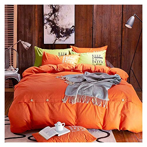 Bettwäsche-Bettbezug, 4-teiliger Baumwoll-Bettbezug, Kissenbezug, Doppelbett-Bettwäsche mit Knöpfen (L King) (H Full) von Generic