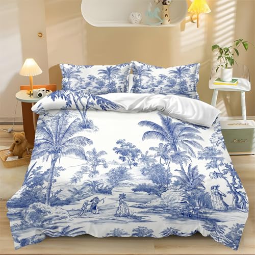 Bettwäsche Bettbezug 135 x 200 cm 3 teilig Handgezeichnete Tropische Charaktere Bettwaren-Sets 100% Microfaser Erwachsene Frauen Deckenbezug Blau Weiß mit Reißverschluss und 2 Kissenbezug 80x80cm Bettwäsche Bettbezug 135 x 200 cm 3 teilig Handgezeichnete Tropische Charaktere Bettwaren-Sets 100% Microfaser Erwachsene Frauen Deckenbezug Blau Weiß mit Reißverschluss und 2 Kissenbezug 80x80cm von Generic