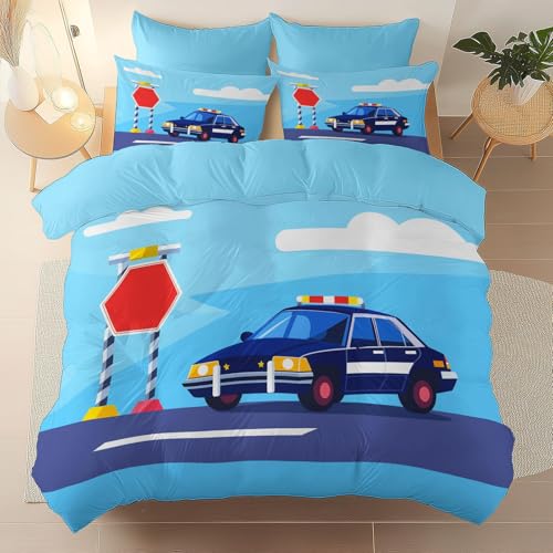 Bettwäsche Cartoon, Polizei, Verkehr Bettbezug Set 135 x 200 cm 3PC+ 2 Kissenbezug für Kinder Erwachsene Zimmerdekoration Reißverschluss Blau Rot Bettwäsche Cartoon, Polizei, Verkehr Bettbezug Set 135 x 200 cm 3PC+ 2 Kissenbezug für Kinder Erwachsene Zimmerdekoration Reißverschluss Blau Rot von Generic